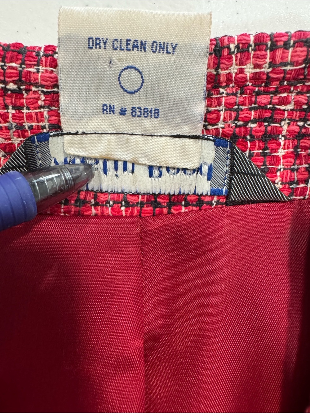 Austin Reed Petite 100% Silk Tweed Zip Jacket Red Pink Textured Blazer 10P - Picture 11 of 14